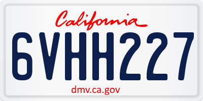 CA license plate 6VHH227