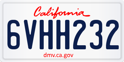 CA license plate 6VHH232