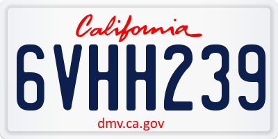 CA license plate 6VHH239