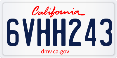 CA license plate 6VHH243