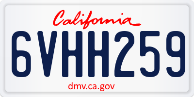 CA license plate 6VHH259