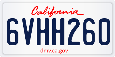 CA license plate 6VHH260