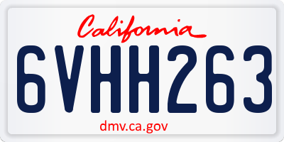CA license plate 6VHH263