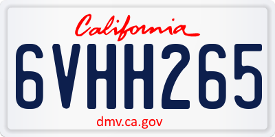 CA license plate 6VHH265