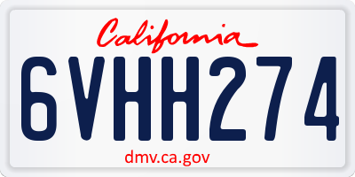 CA license plate 6VHH274