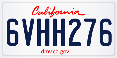 CA license plate 6VHH276
