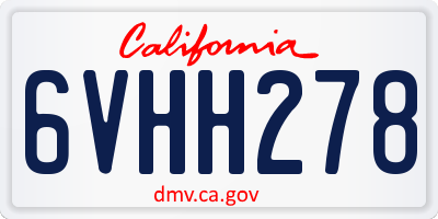 CA license plate 6VHH278
