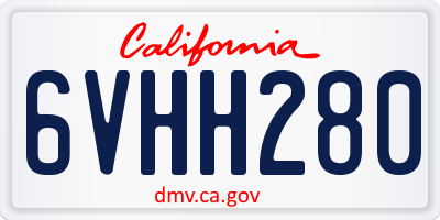 CA license plate 6VHH280