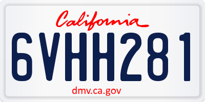 CA license plate 6VHH281