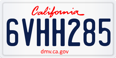 CA license plate 6VHH285