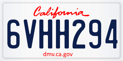 CA license plate 6VHH294