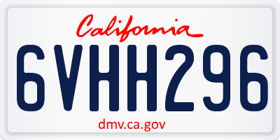 CA license plate 6VHH296