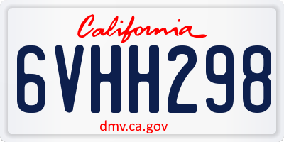 CA license plate 6VHH298