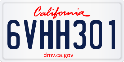 CA license plate 6VHH301