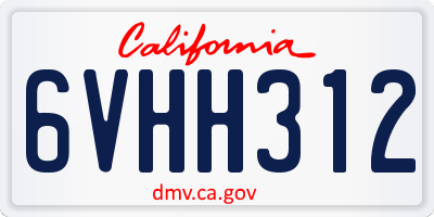 CA license plate 6VHH312