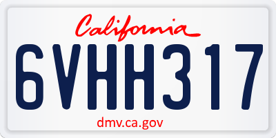 CA license plate 6VHH317