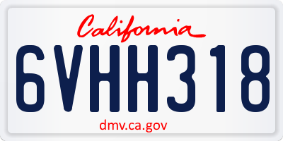 CA license plate 6VHH318