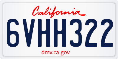 CA license plate 6VHH322