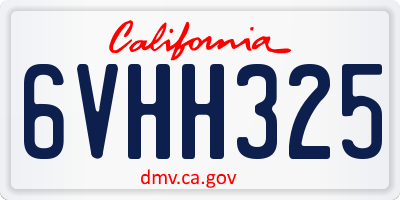 CA license plate 6VHH325