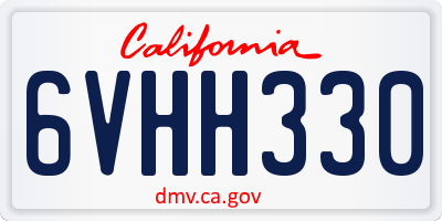 CA license plate 6VHH330