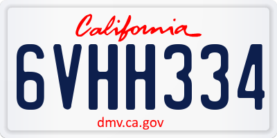 CA license plate 6VHH334