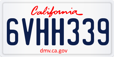 CA license plate 6VHH339