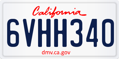 CA license plate 6VHH340