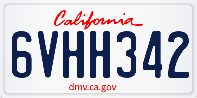 CA license plate 6VHH342