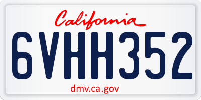 CA license plate 6VHH352