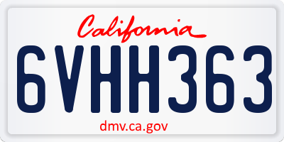 CA license plate 6VHH363