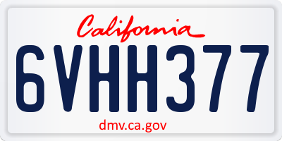 CA license plate 6VHH377