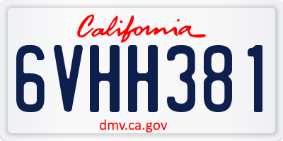 CA license plate 6VHH381