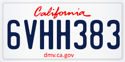 CA license plate 6VHH383