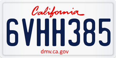 CA license plate 6VHH385