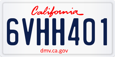 CA license plate 6VHH401
