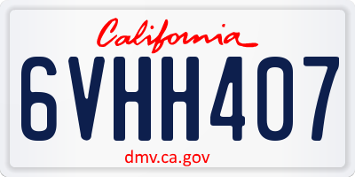 CA license plate 6VHH407