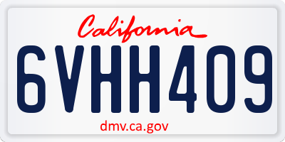CA license plate 6VHH409