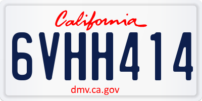 CA license plate 6VHH414