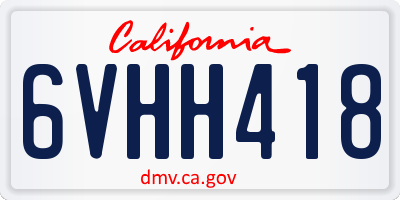 CA license plate 6VHH418