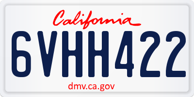 CA license plate 6VHH422