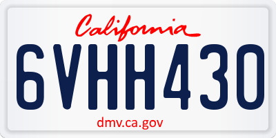 CA license plate 6VHH430