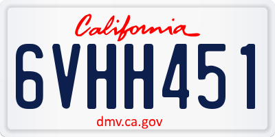 CA license plate 6VHH451