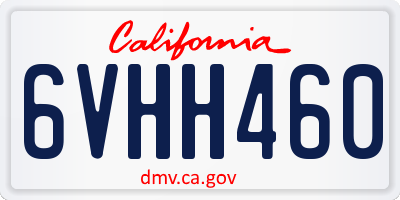 CA license plate 6VHH460