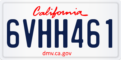CA license plate 6VHH461