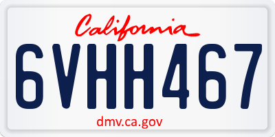 CA license plate 6VHH467