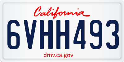 CA license plate 6VHH493