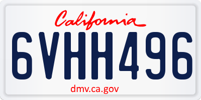 CA license plate 6VHH496