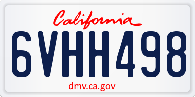 CA license plate 6VHH498