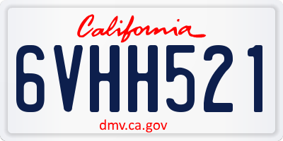 CA license plate 6VHH521