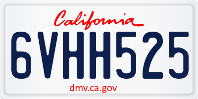 CA license plate 6VHH525